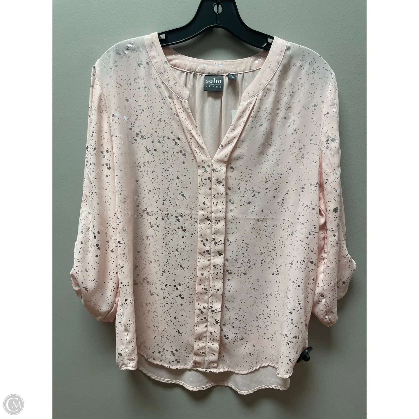 Top Short Sleeve By Soho Apparel In Pink & Silver, Size: M