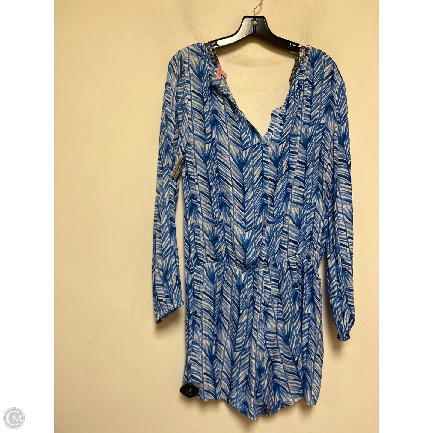 Romper Designer By Lilly Pulitzer In Blue & White, Size: L