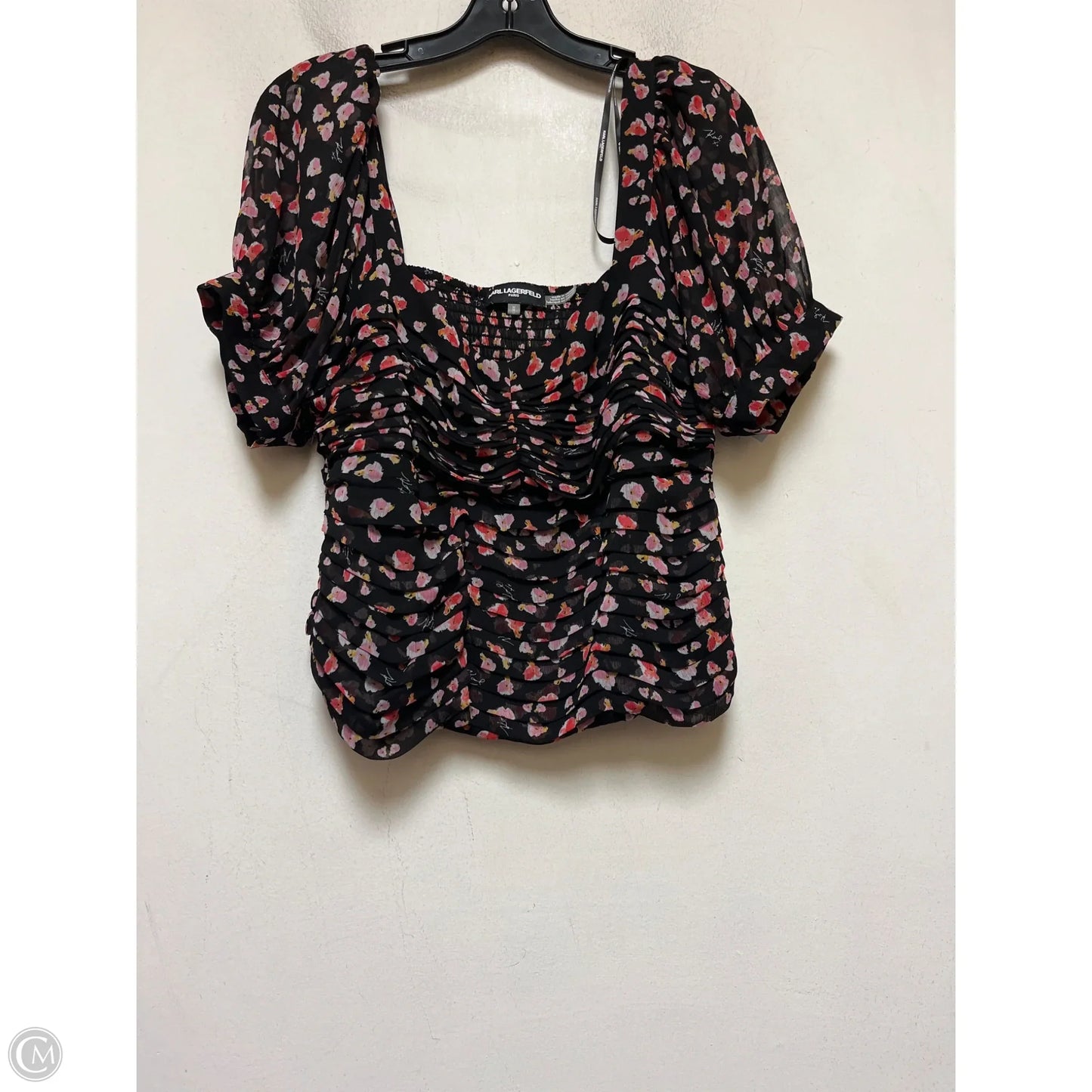 Top Short Sleeve Designer By Karl Lagerfeld In Floral Print, Size: M