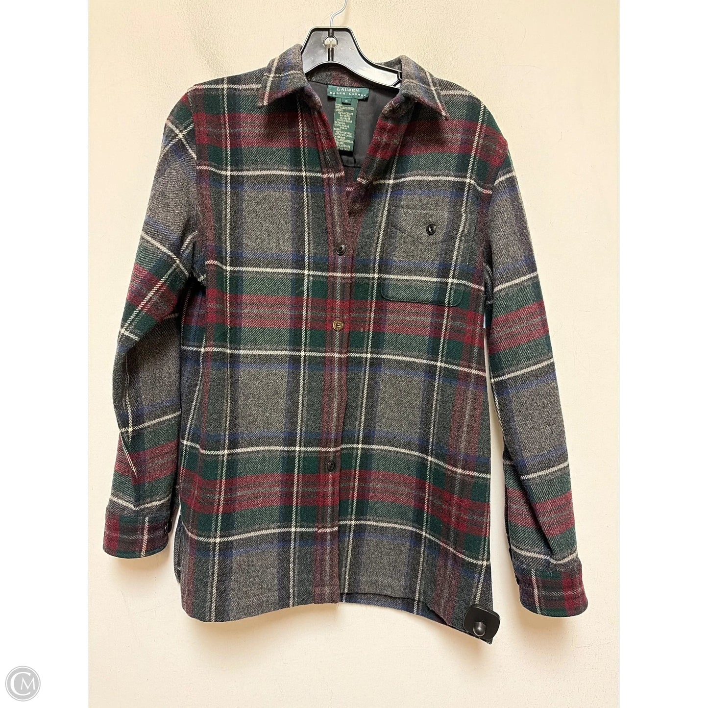 Jacket Shirt By Lauren By Ralph Lauren In Plaid Pattern, Size: S