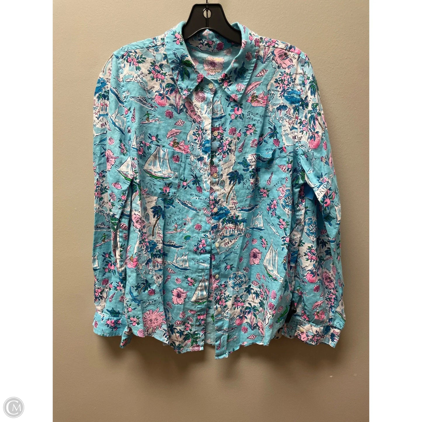 Top Long Sleeve Designer By Lilly Pulitzer In Nautical Print, Size: L