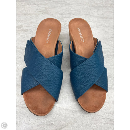 Sandals Heels Wedge By Vionic In Blue, Size: 9.5