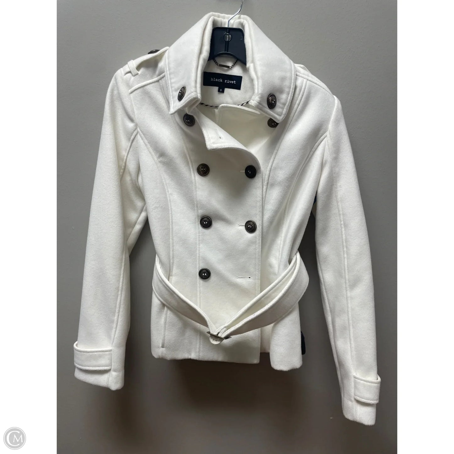 Coat Peacoat By Black Rivet In White, Size: S