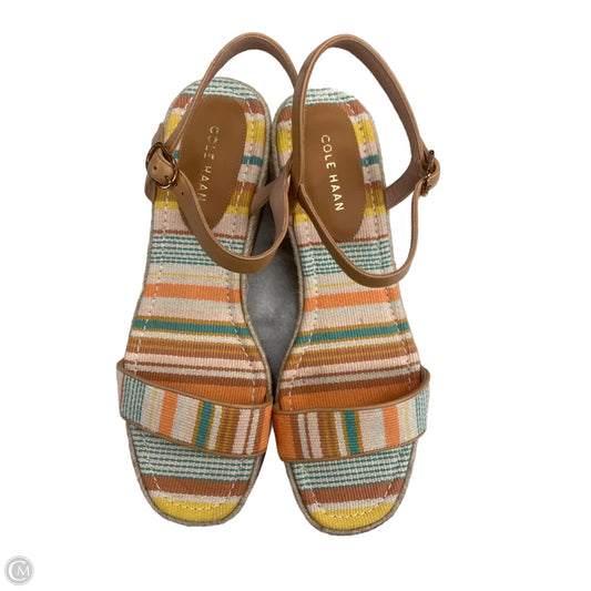 Sandals Heels Wedge By Cole-haan In Striped Pattern, Size: 10