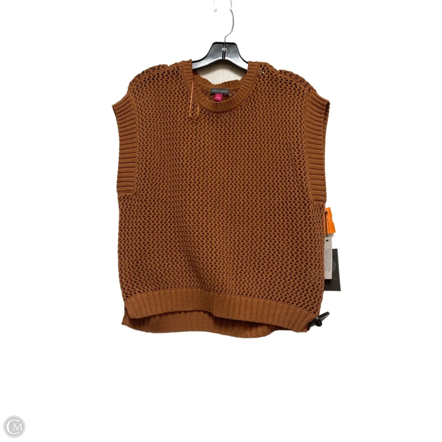 Top Short Sleeve By Vince Camuto In Tan, Size: S