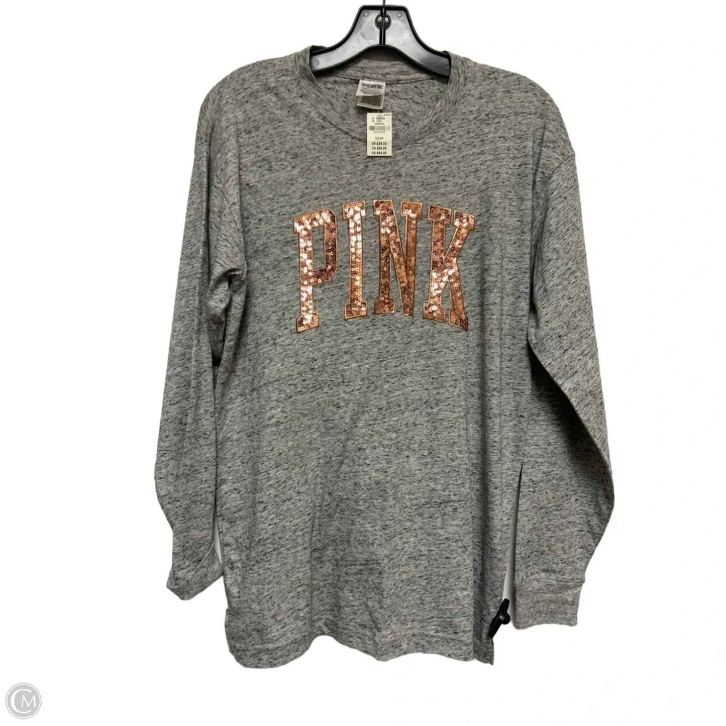 Top Long Sleeve Basic By Pink In Grey, Size: Xs