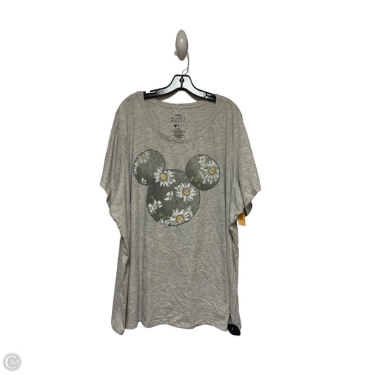 Top Short Sleeve By Disney In Grey, Size: 4x