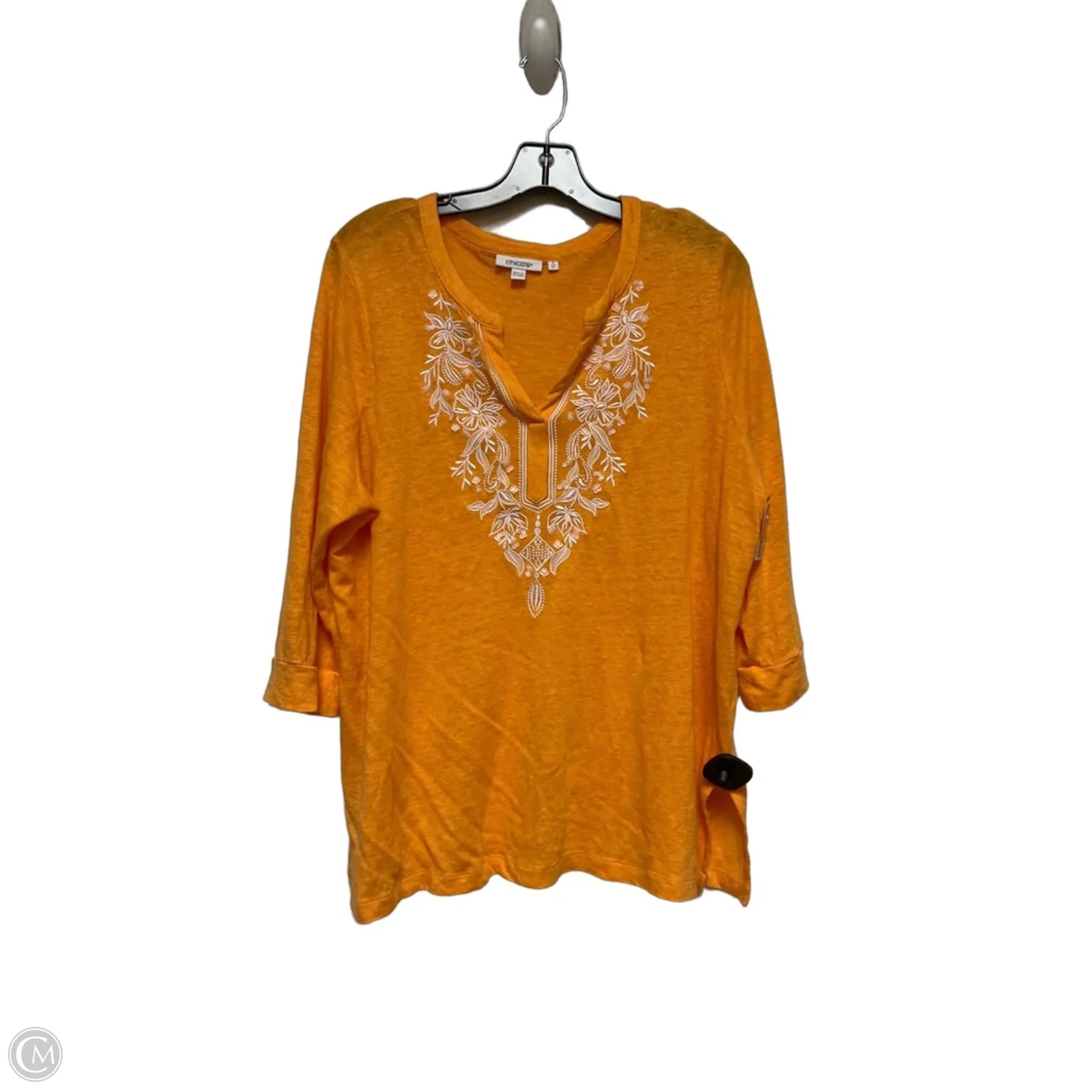 Top Long Sleeve By Chicos In Orange, Size: Xl