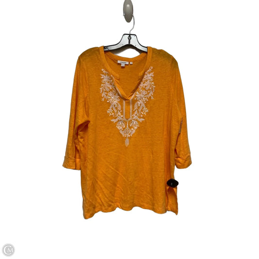 Top Long Sleeve By Chicos In Orange, Size: Xl