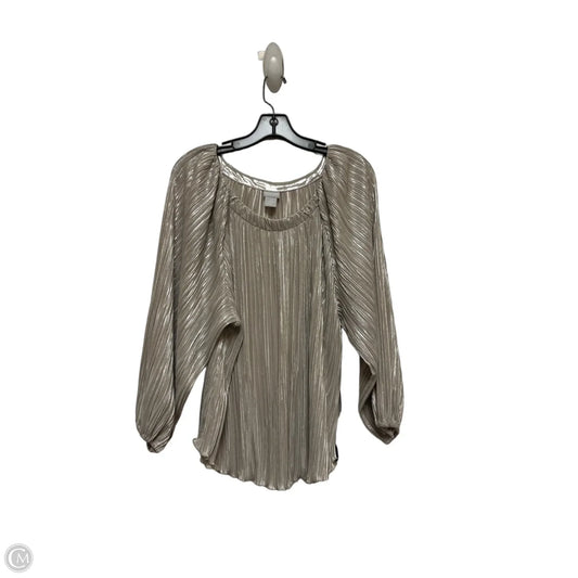 Top Long Sleeve By Chicos In Taupe, Size: Xl