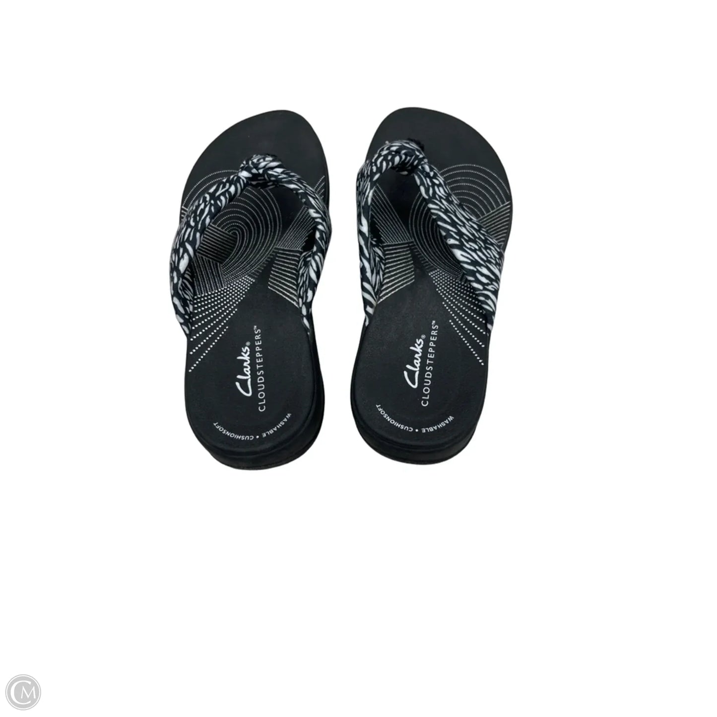 Sandals Flats By Clarks In Black & White, Size: 7