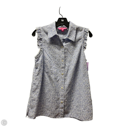 Top Sleeveless Designer By Lilly Pulitzer In Blue & White, Size: S