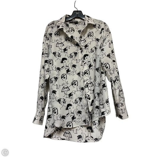 Top Long Sleeve Designer By Karl Lagerfeld In Black & White, Size: S