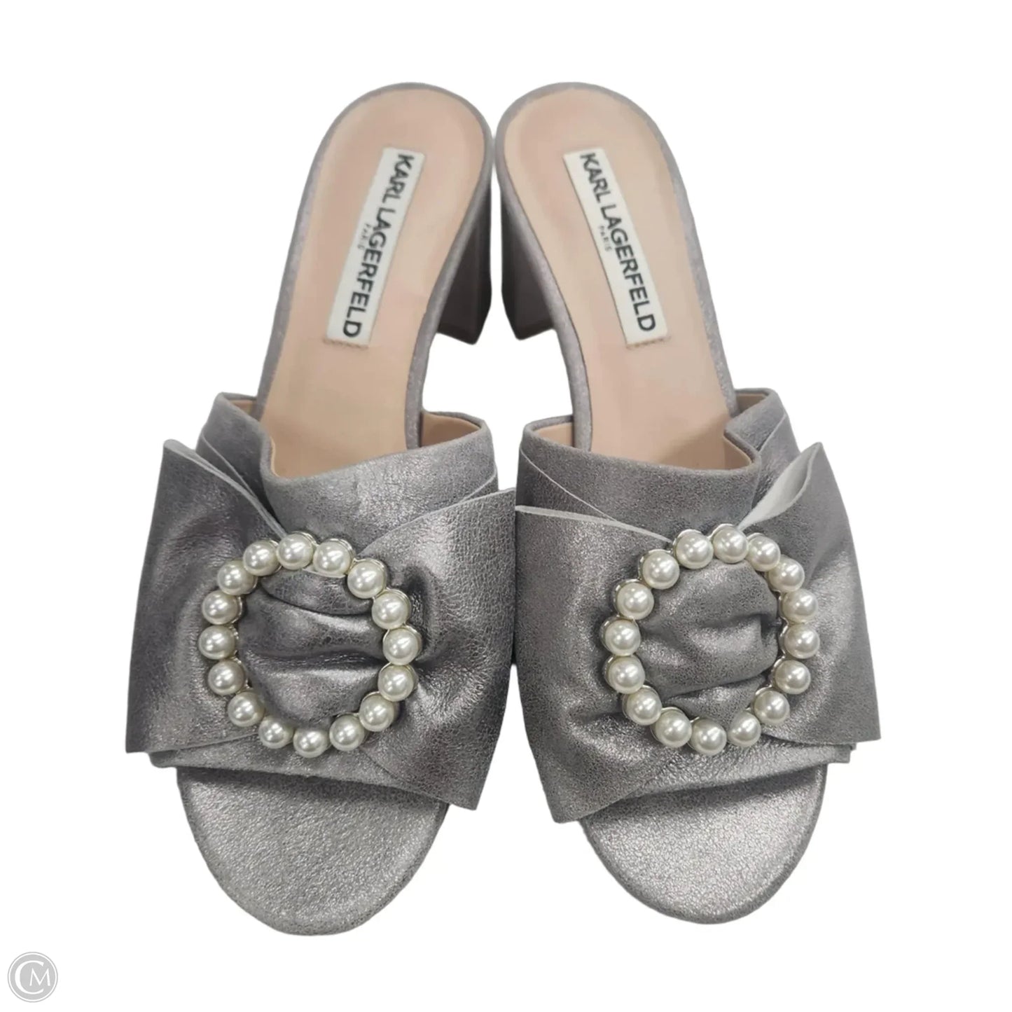 Sandals Designer By Karl Lagerfeld In Grey, Size: 7