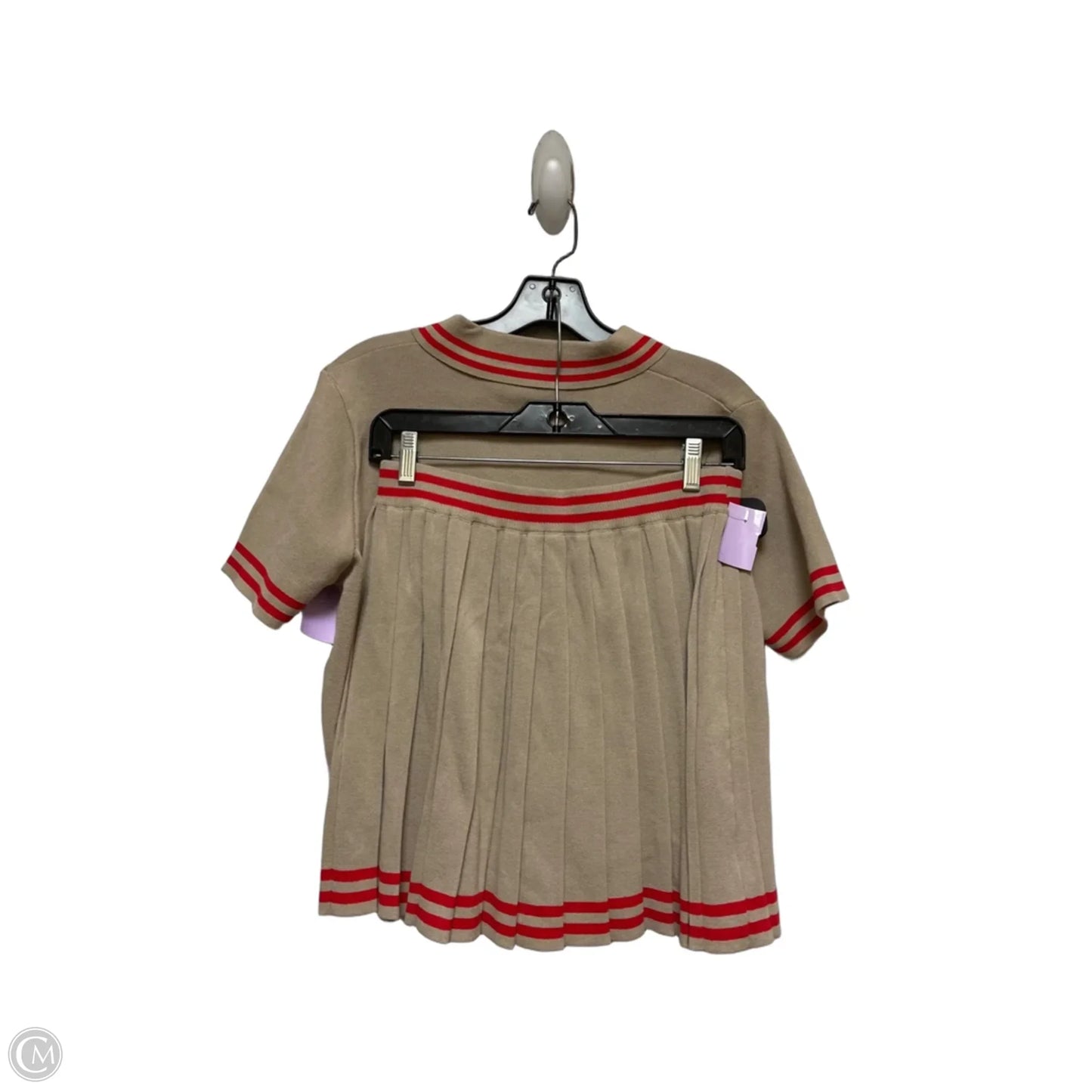 Skirt Set 2pc By Micas In Red & Tan, Size: 12
