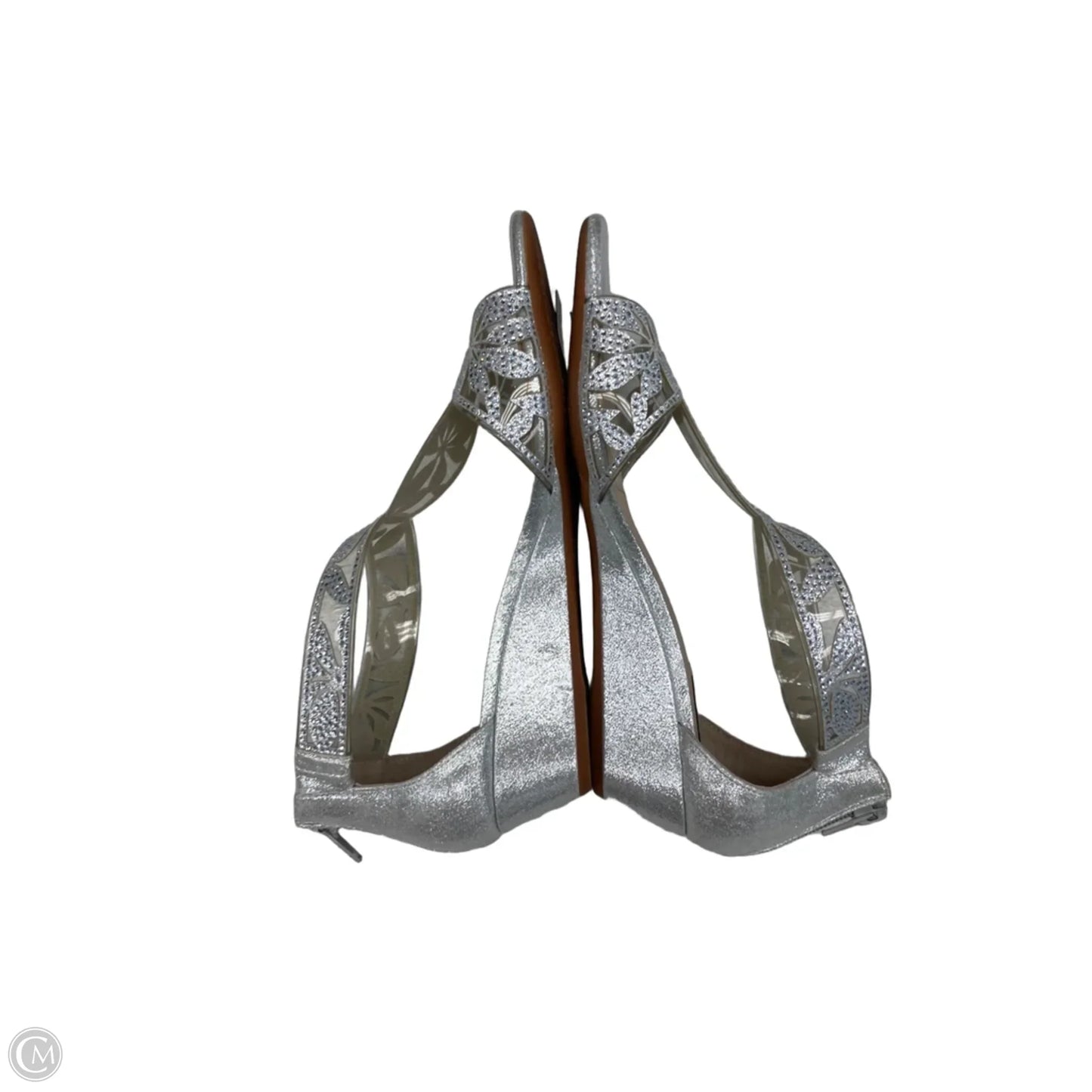 Sandals Heels Wedge By Alex Marie In Silver, Size: 8.5