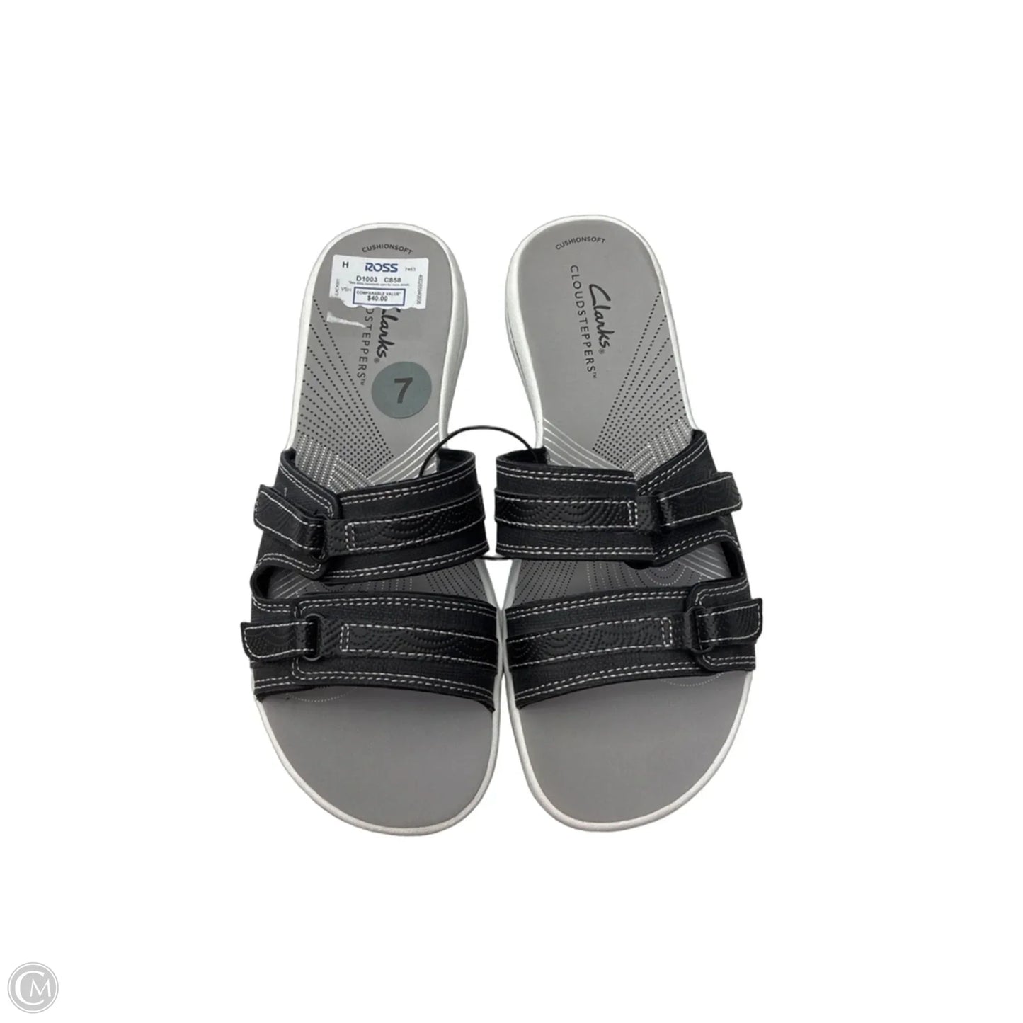 Sandals Flats By Clarks In Black & Grey, Size: 7