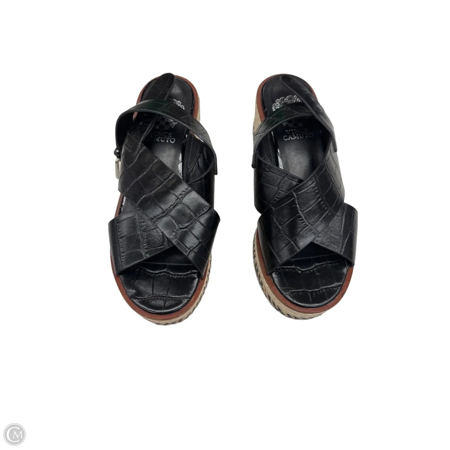 Sandals Heels Platform By Vince Camuto In Black & Tan, Size: 6