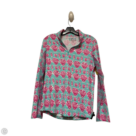 Athletic Top Long Sleeve Collar By Ibkul In Blue & Pink, Size: M