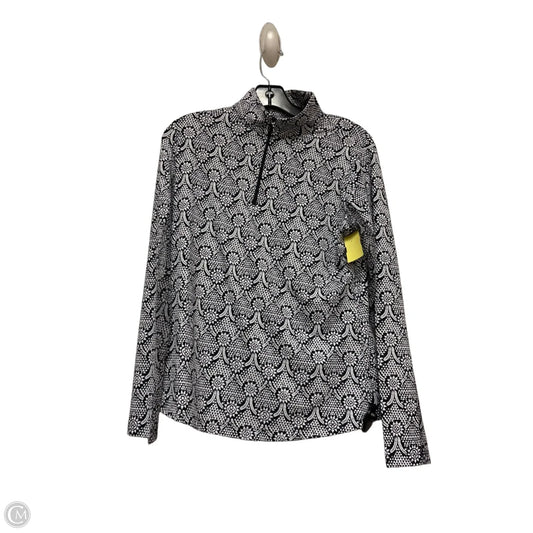 Athletic Top Long Sleeve Collar By Ibkul In Black & White, Size: M