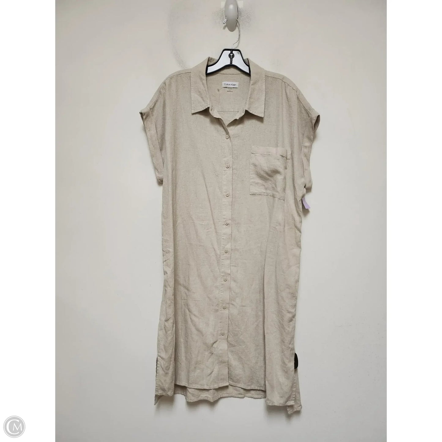 Dress Casual Midi By Calvin Klein In Beige, Size: Xl
