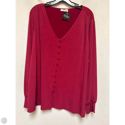 Top Long Sleeve By Calvin Klein In Maroon, Size: 3x