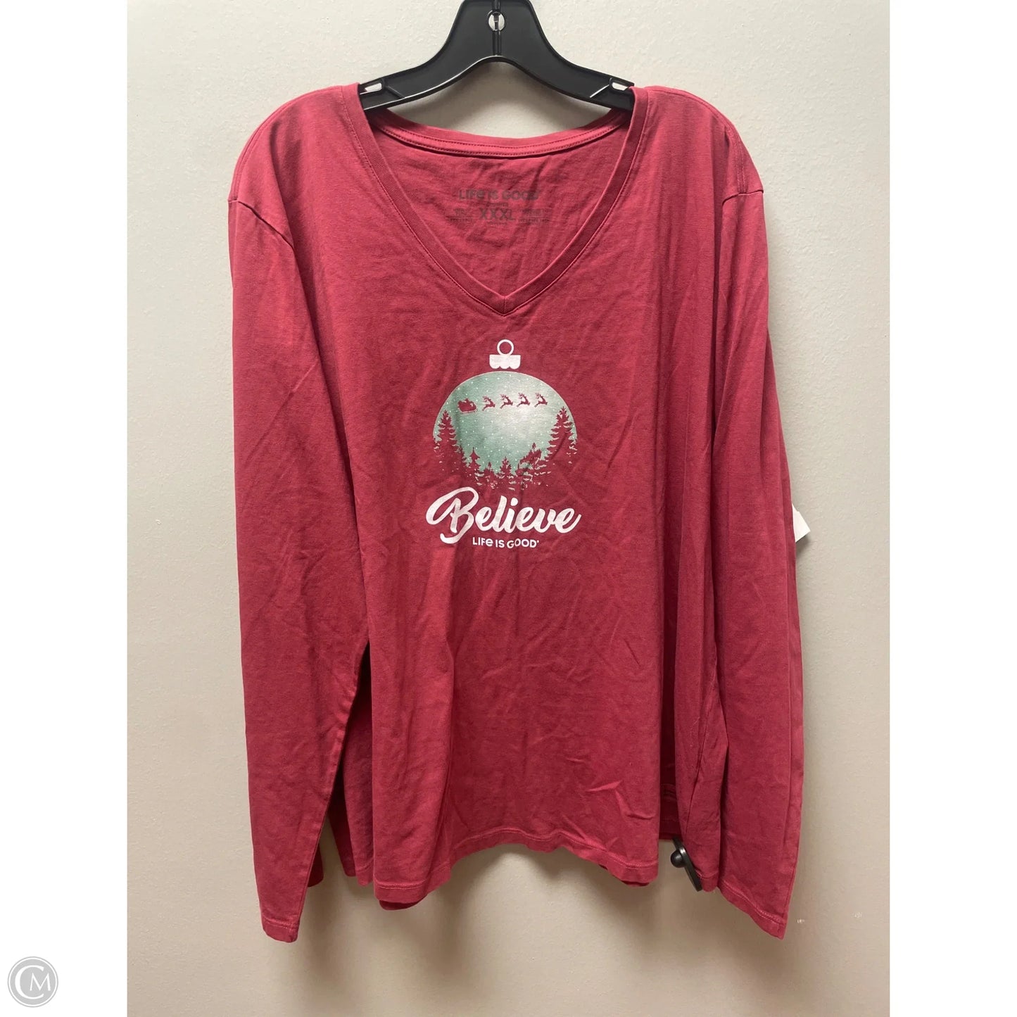 Top Long Sleeve Basic By Life Is Good In Red, Size: 3x