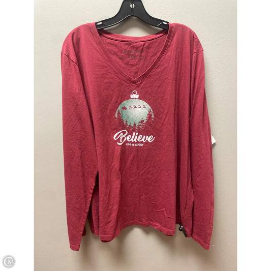 Top Long Sleeve Basic By Life Is Good In Red, Size: 3x