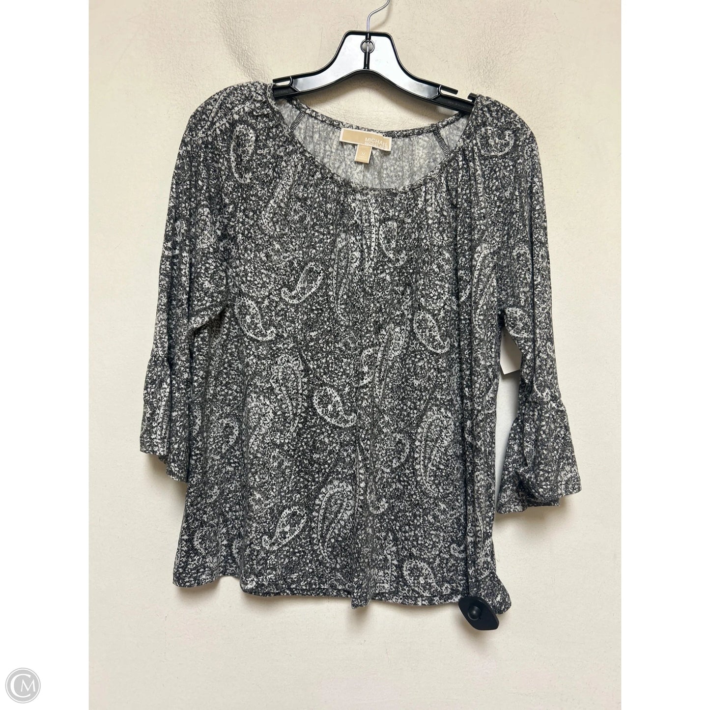 Top Long Sleeve By Michael By Michael Kors In Grey & White, Size: M