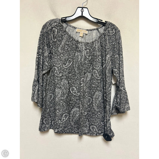 Top Long Sleeve By Michael By Michael Kors In Grey & White, Size: M