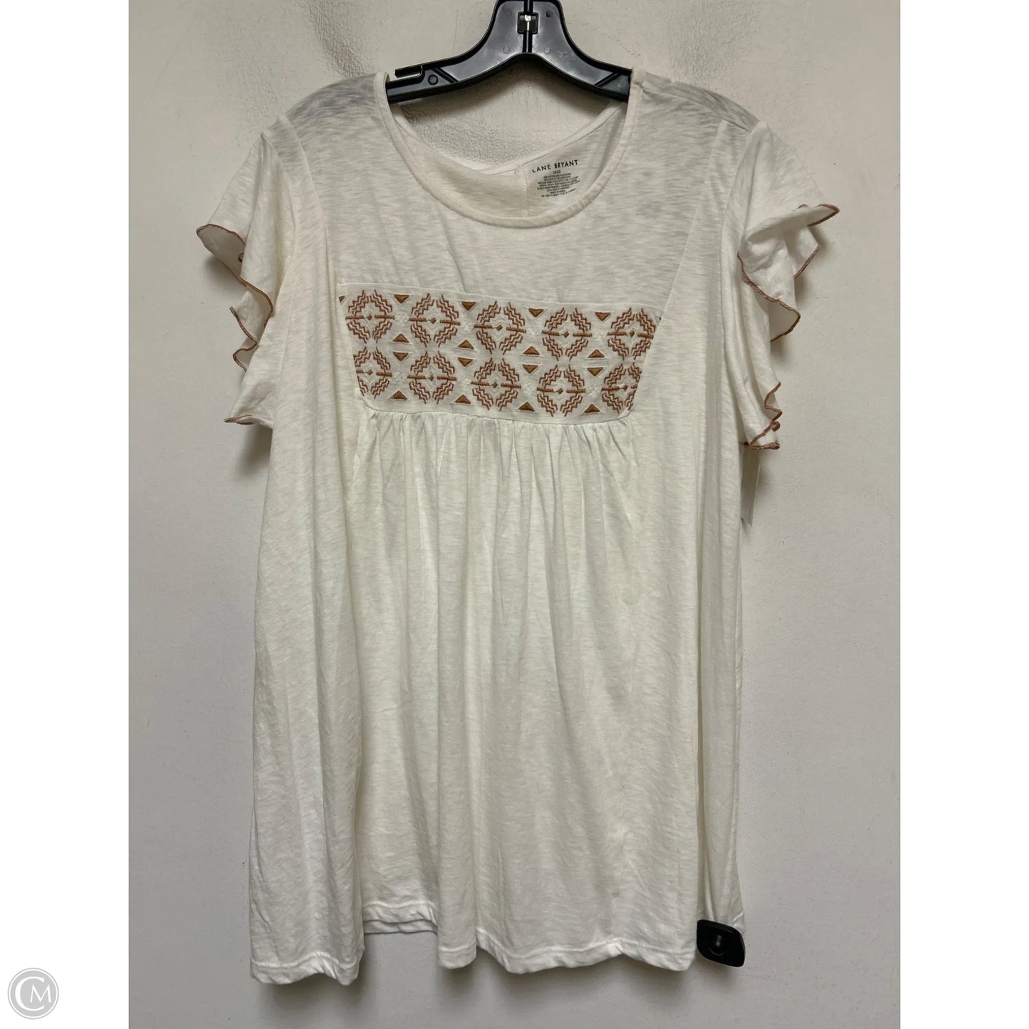 Top Short Sleeve By Lane Bryant In Cream & Tan, Size: Xxl