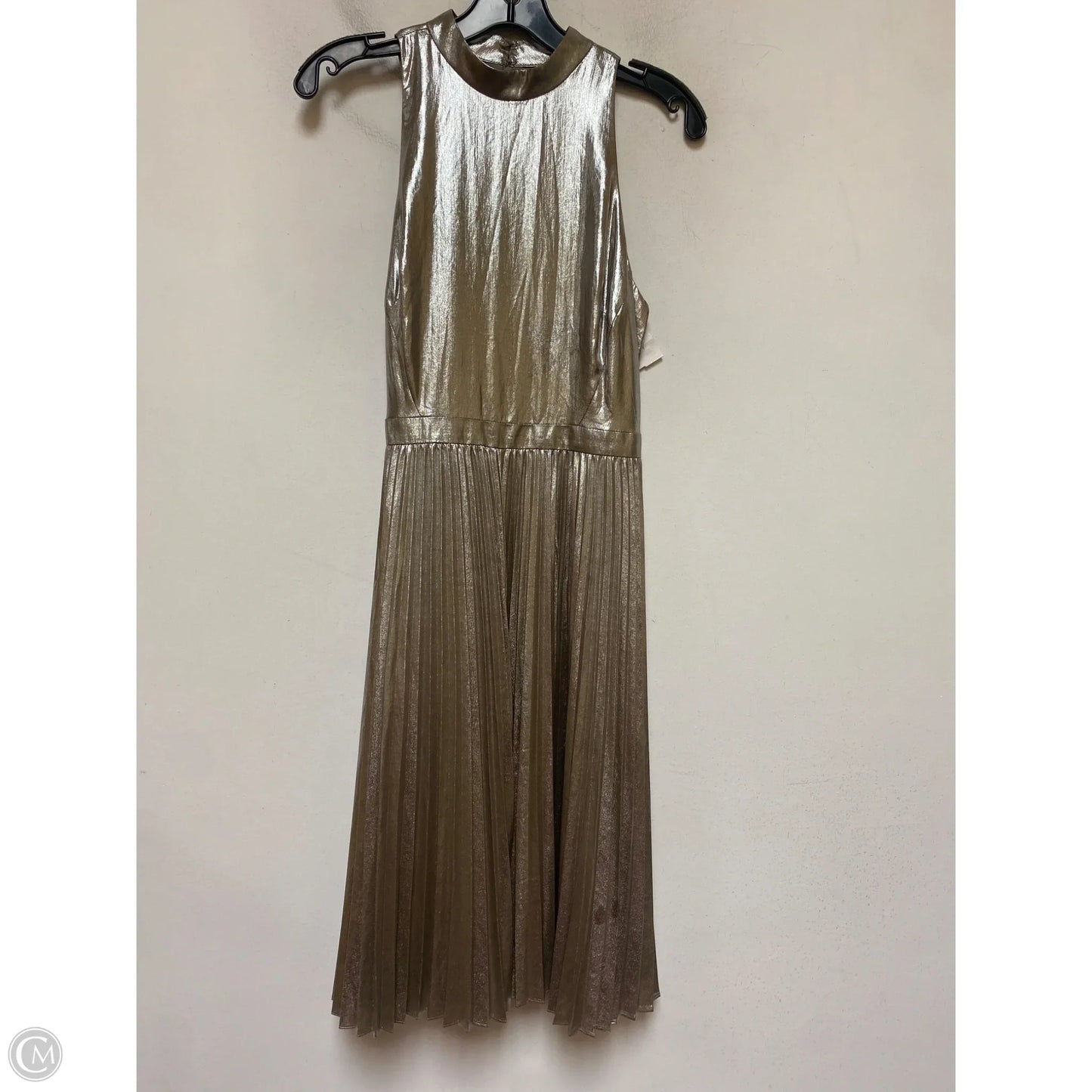 Dress Casual Midi By Ann Taylor In Gold & Silver, Size: S