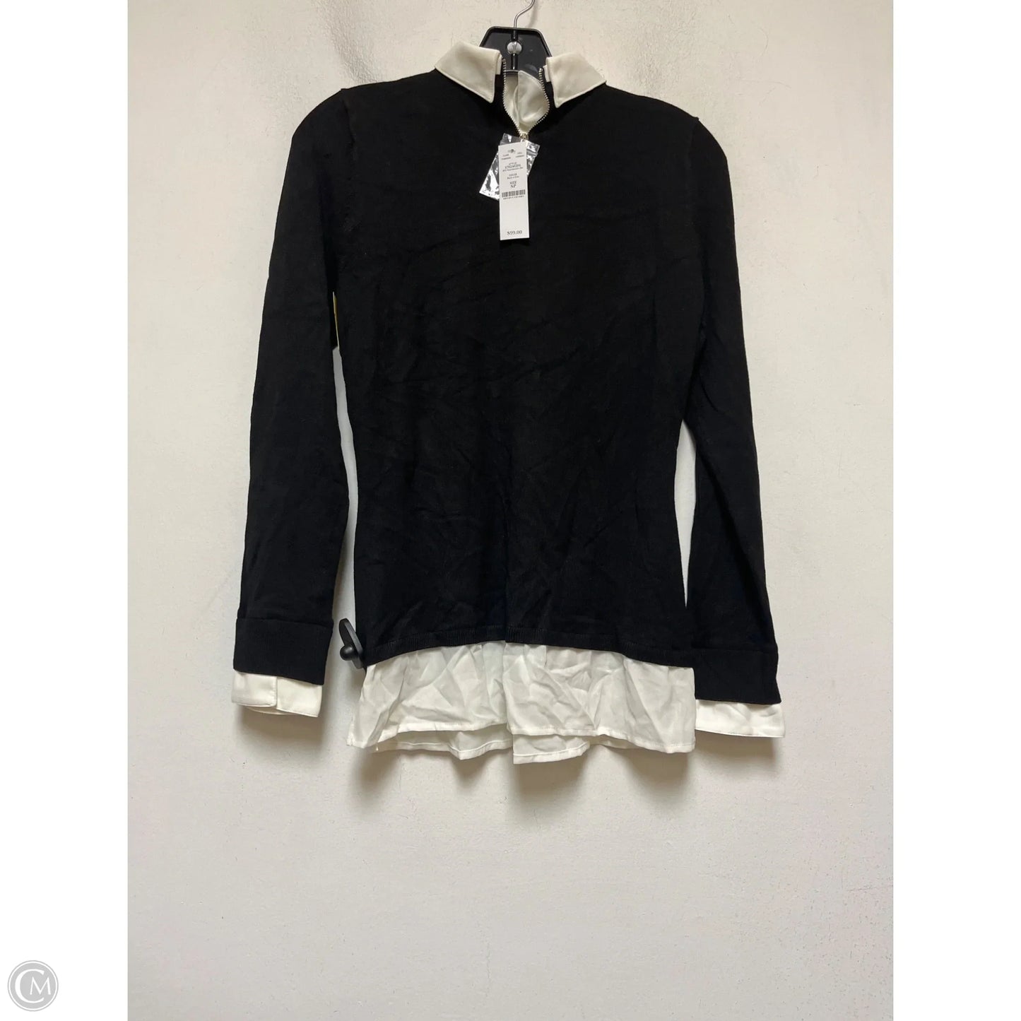 Top Long Sleeve By White House Black Market In Black & White, Size: Sp