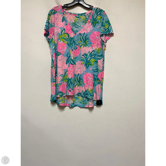 Top Short Sleeve Designer By Lilly Pulitzer In Tropical Print, Size: L