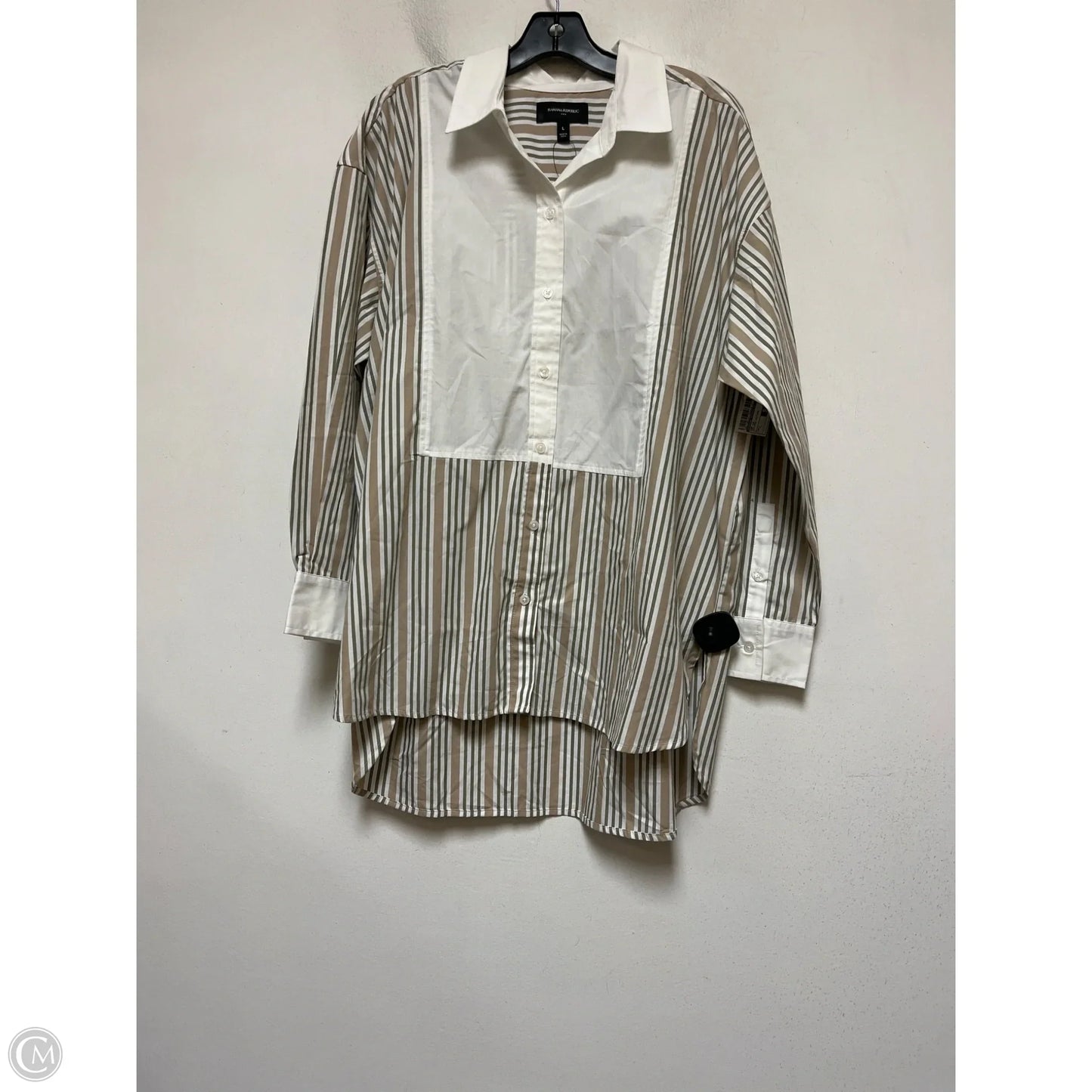 Top Long Sleeve By Banana Republic In Striped Pattern, Size: L