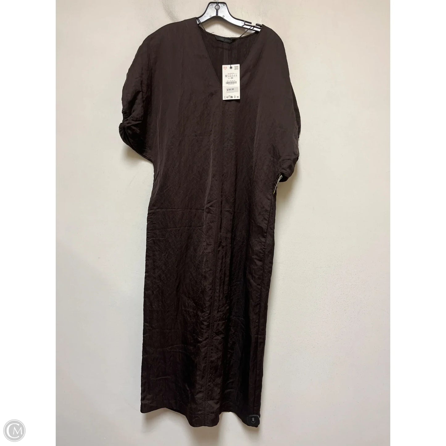 Dress Casual Midi By Zara In Brown, Size: M
