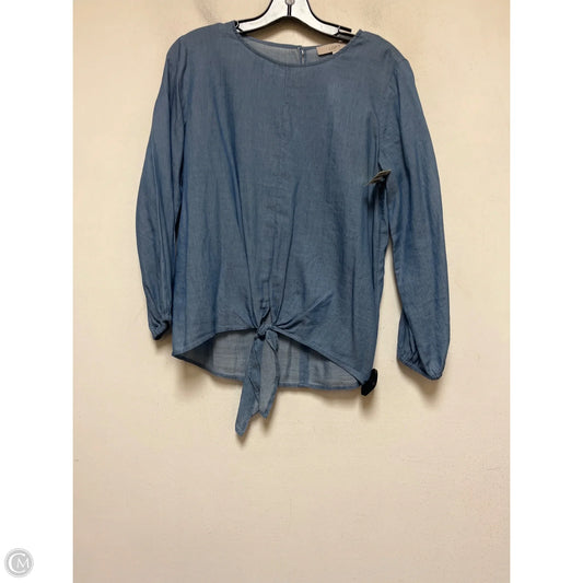 Top Long Sleeve By Loft In Blue Denim, Size: Xs