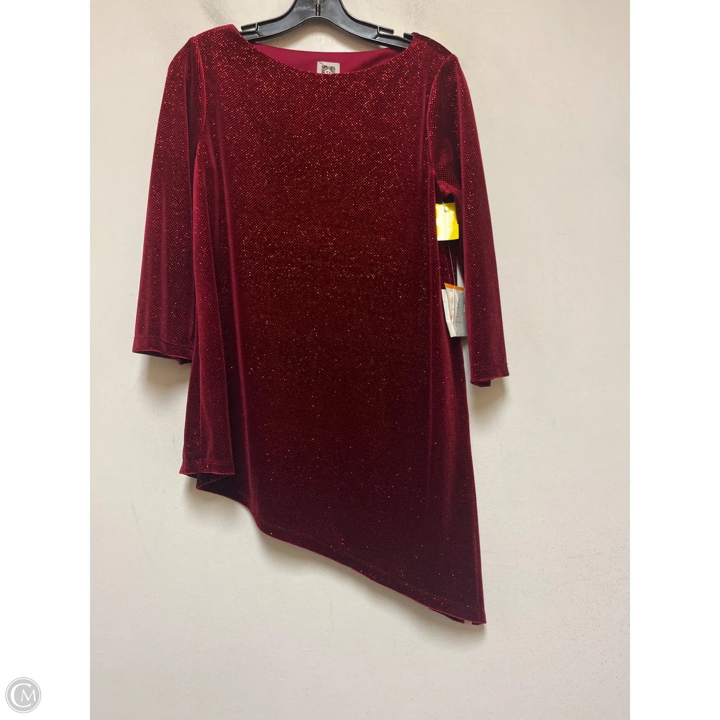 Top Long Sleeve By Anne Klein In Red, Size: S