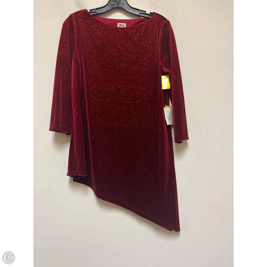 Top Long Sleeve By Anne Klein In Red, Size: S