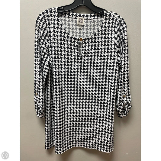 Top Long Sleeve By Anne Klein In Black & White, Size: M