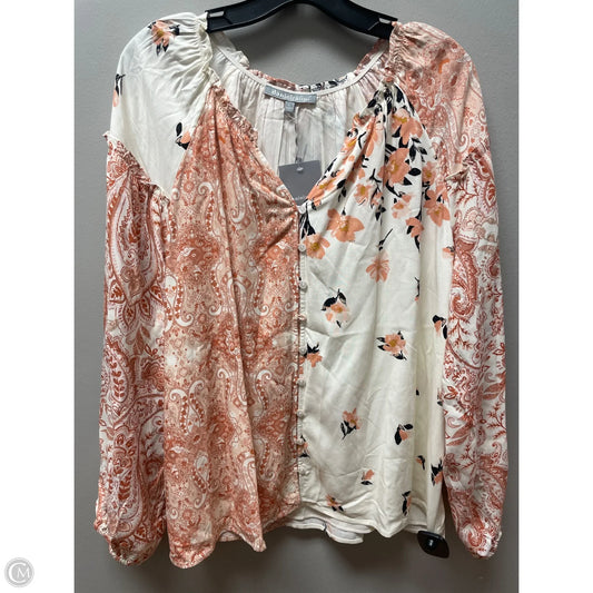 Top Long Sleeve By Daniel Rainn In Cream & Orange, Size: Xl