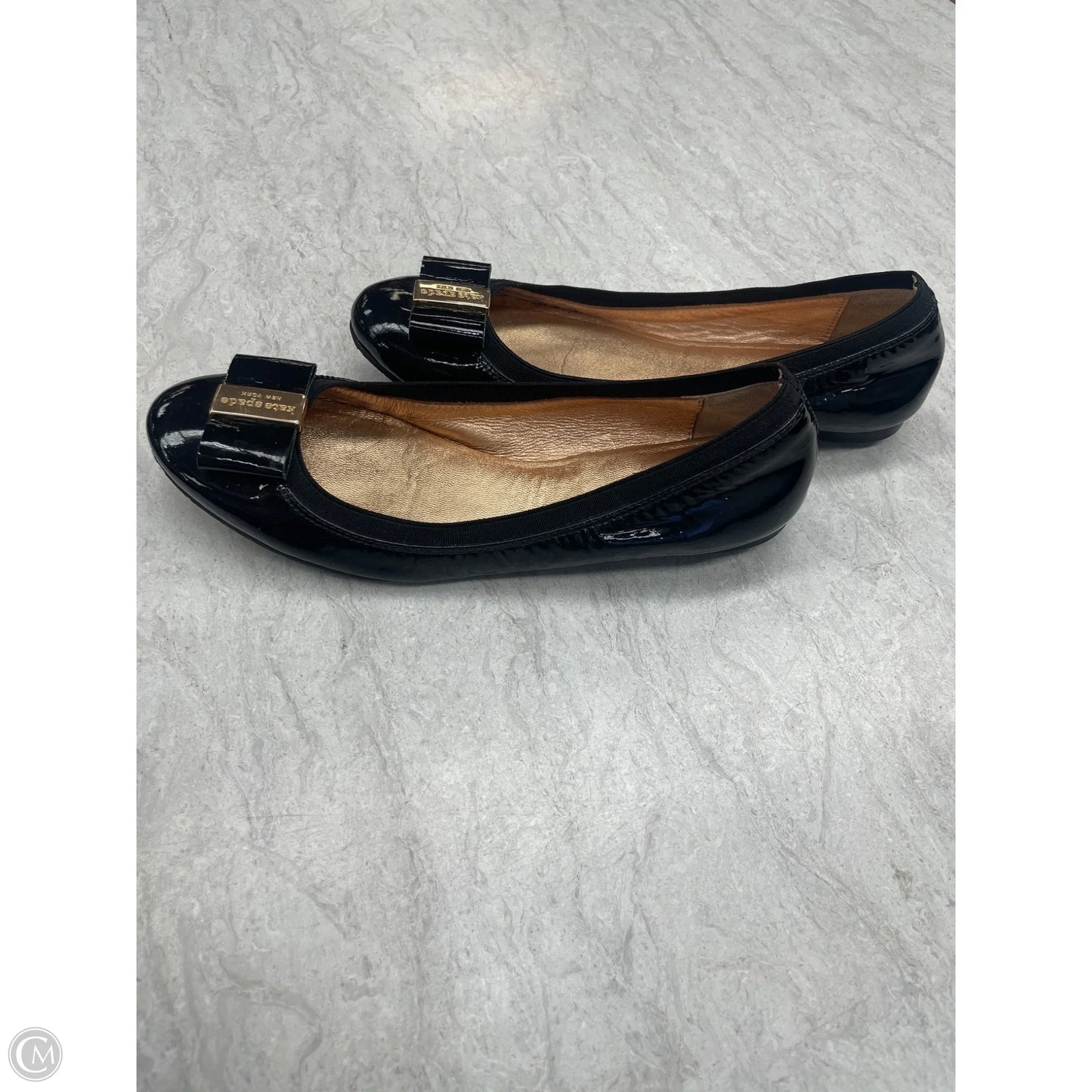 Shoes Designer By Kate Spade In Black & Gold, Size: 7