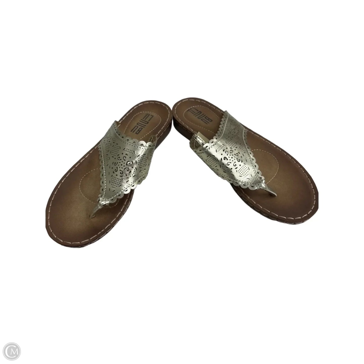 Sandals Flats By Clothes Mentor In Brown & Gold, Size: 9