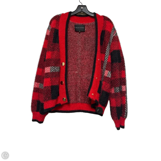 Cardigan By English Factory In Plaid Pattern, Size: Xl