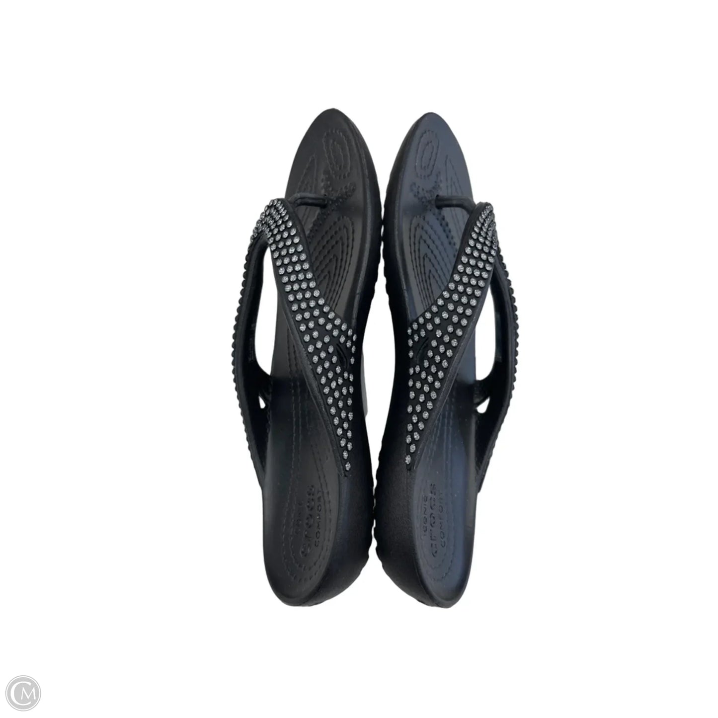 Sandals Flats By Crocs In Black, Size: 6