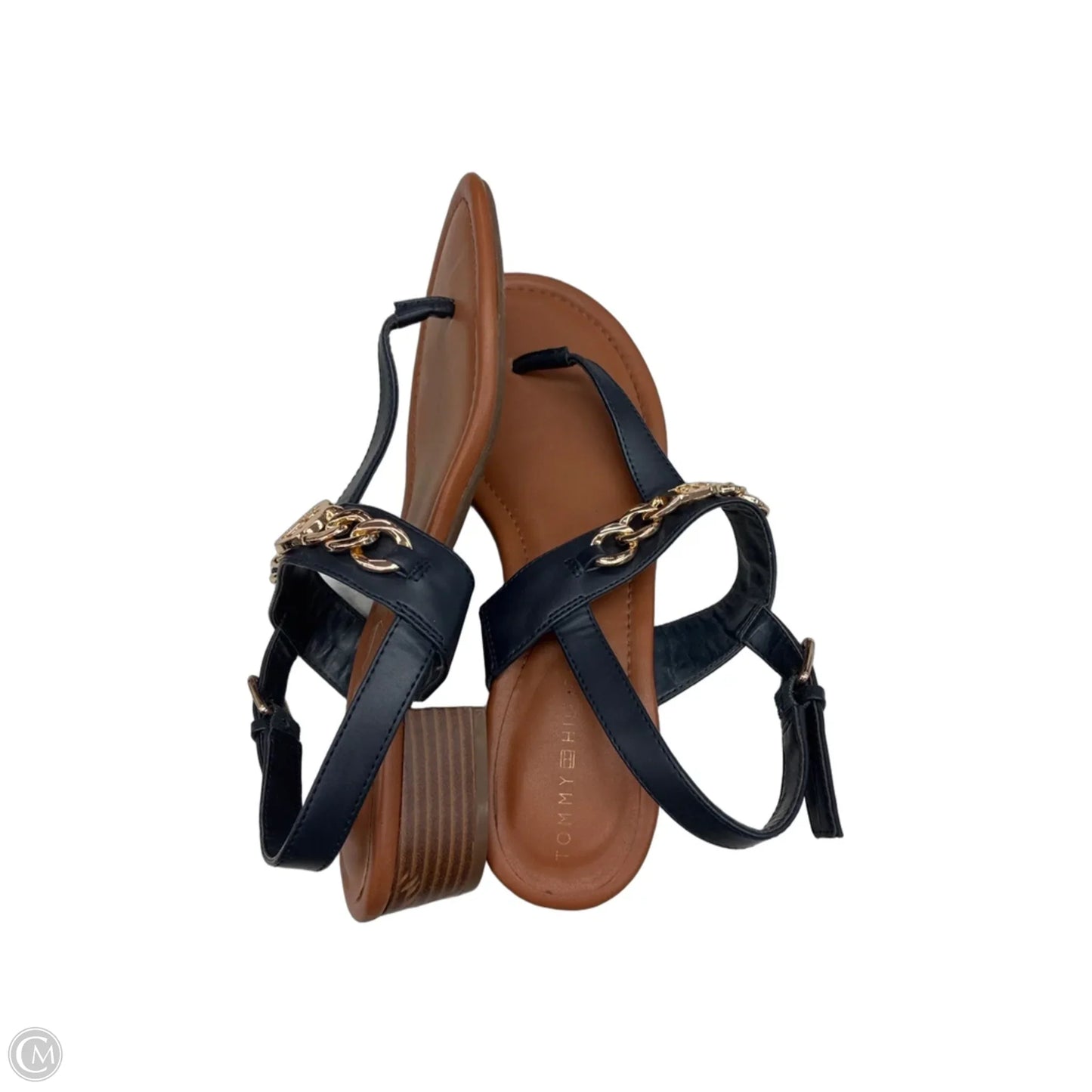 Sandals Heels Block By Tommy Hilfiger In Navy, Size: 8.5