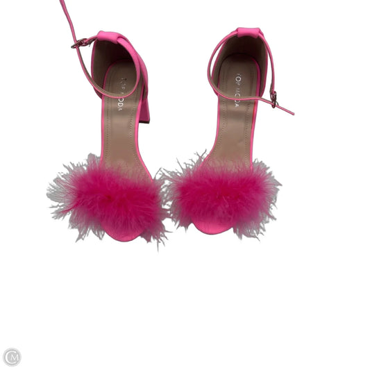 Sandals Heels Block By Top Moda In Pink, Size: 8.5