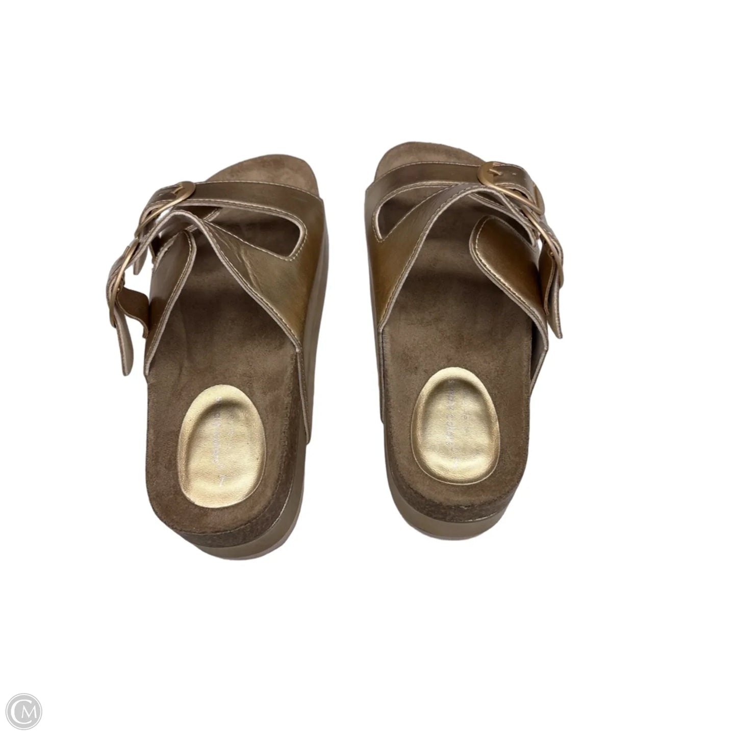 Sandals Heels Platform By Clothes Mentor In Gold, Size: 7