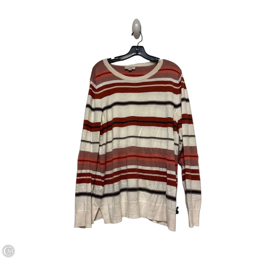 Top Long Sleeve By Loft In Orange & White, Size: Xl