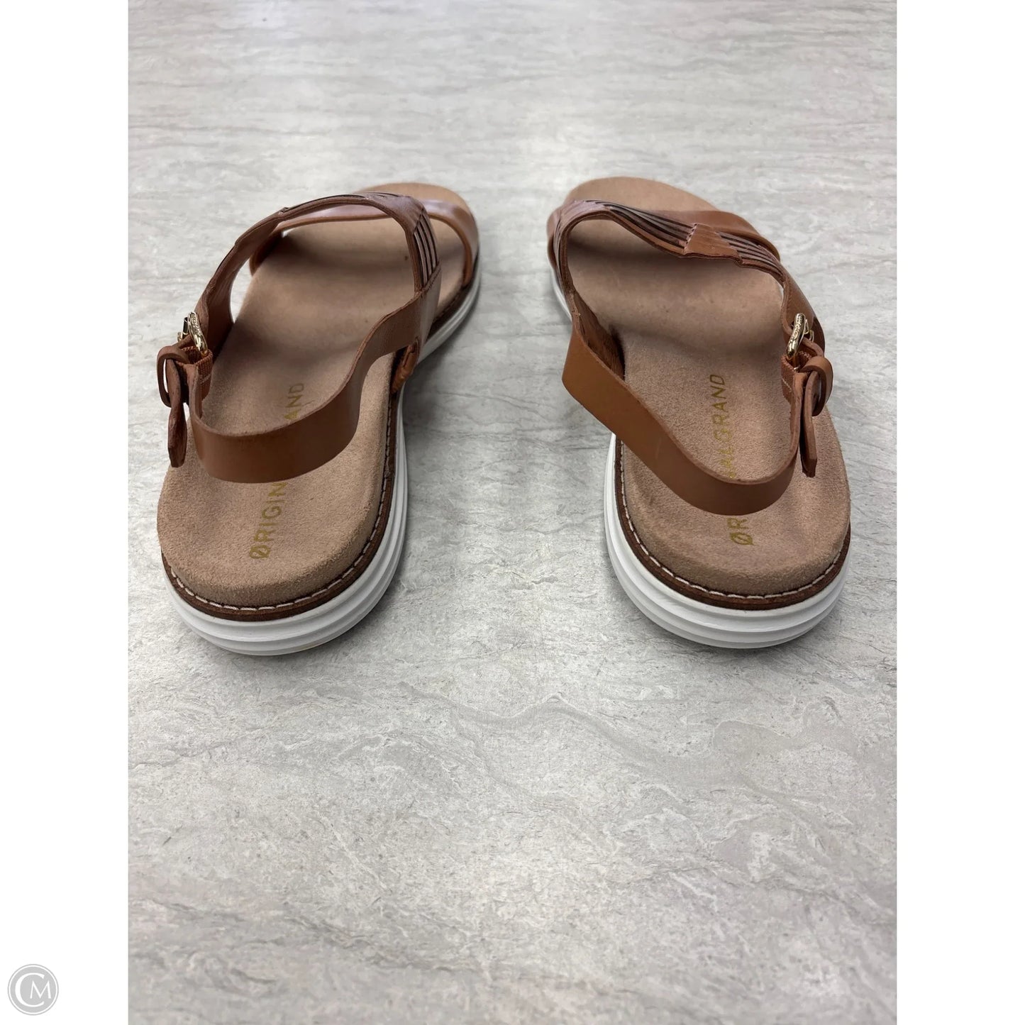 Sandals Flats By Clothes Mentor In Brown & White, Size: 8